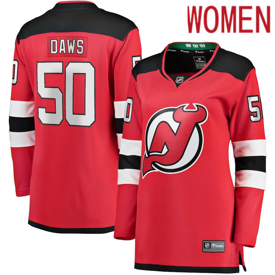 Women New Jersey Devils 50 Nico Daws Fanatics Branded Red Home Breakaway Player NHL Jersey